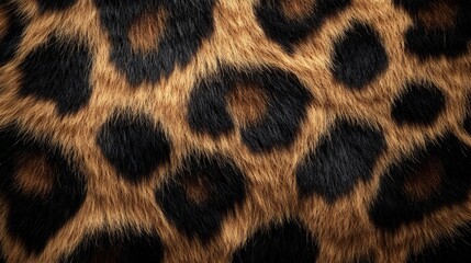 Close-Up of Leopard Fur Texture - Black and Brown Spots, Soft and Wild, Animal Print, Background, Texture, Pattern, Wildlife