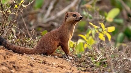 Fototapeta premium A Brown Mongoose in the Wild