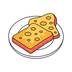 Breakfast, snacks, bakery, toasted bread with butter vector design