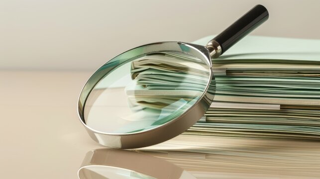 The magnifying glass on documents