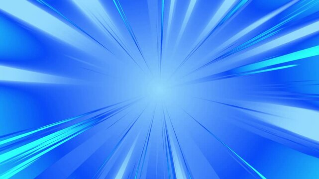 Blue particles explosion zoom at camera for logo and titles speed lines abstract animation wallpaper , neon glowing effect blank backdrop , comic style animated lines background.