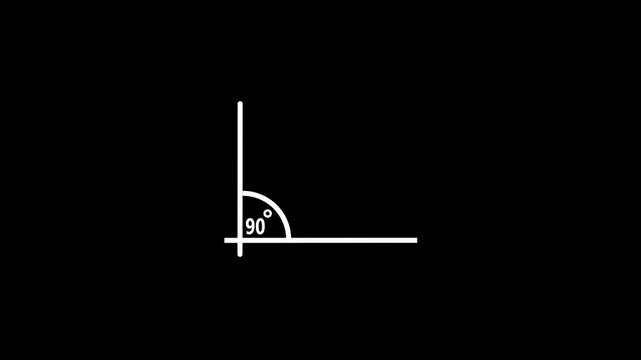 90 degree angle. Icon of 90 degree. Acute angle. Symbol for measure and math isolated icon animation.