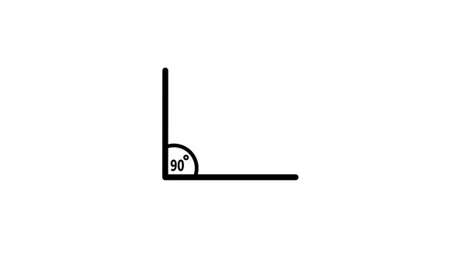 90 degree angle. Icon of 90 degree. Acute angle. Symbol for measure and math isolated icon animation.