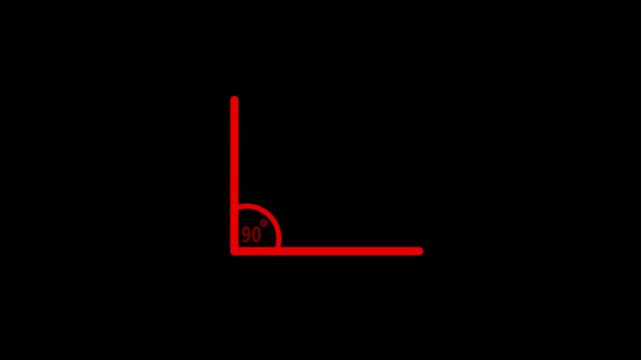 90 degree angle. Icon of 90 degree. Acute angle. Symbol for measure and math isolated icon animation.