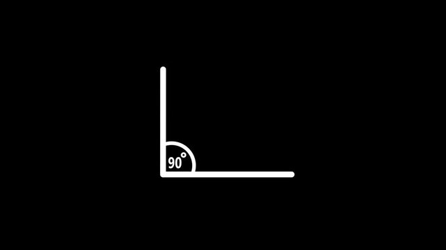 90 degree angle. Icon of 90 degree. Acute angle. Symbol for measure and math isolated icon animation.