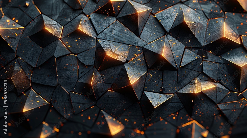 Fototapete dynamic looping animated background with elegant gold and black 3d shapes