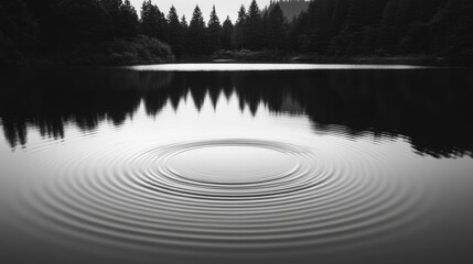 Forest Reflections and Ripples, black and white , nature , water , serenity