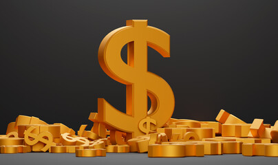 3d dollar sign. There are a lot of dollar signs lying around © Sergey Stepochkin