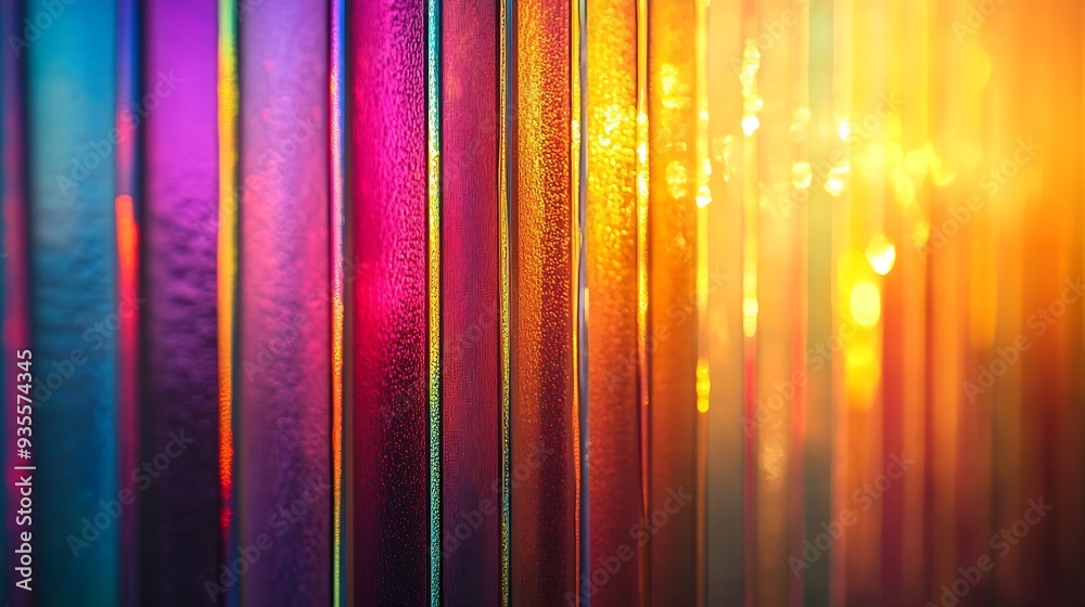 Aufkleber abstract creative image on patterned glass show vertical lines pattern repetition blurry background 