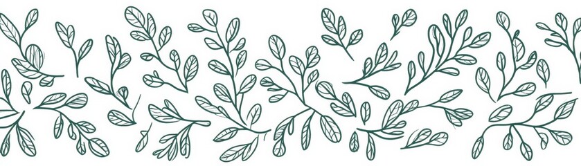 Green Watercolor Leaf Branch Outline, Watercolor , Floral , Botanical , Outline