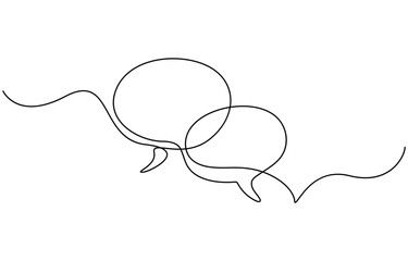 Continuous one line drawing of speech bubble. Doodle Vector illustration, Speech bubble line art continuous one line drawing. Simple linear style. Dialogue, chat, thought cloud icon