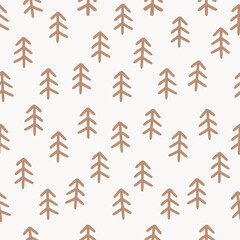 Minimalist Brown Tree Pattern on Light Pink