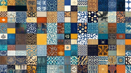 Mosaic of Intricate Patterns, Digital Art, Tile Design, Abstract Artwork, mosaic, tile, abstract