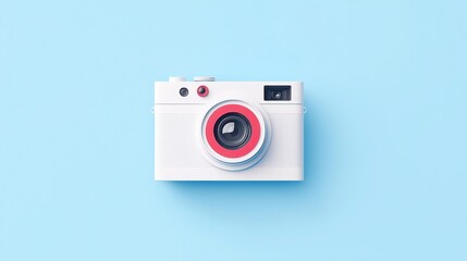 Linear icon of a camera, minimalistic design, suitable for social media, conveys creativity and modernity, perfect for digital platforms and artistic expressions.