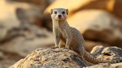 Curious Mongoose on a Rocky Outcrop