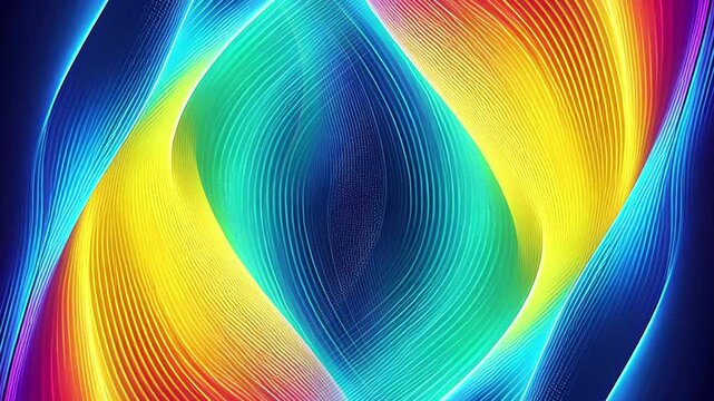 4K Colorful abstract background with flowing rainbow lines and dynamic patterns