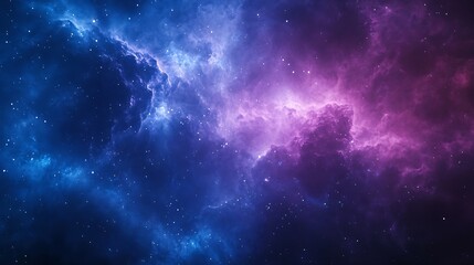 Naklejka premium Vivid and richly textured abstract background featuring a cosmic blend of blue and purple shades resembling a nebula or galaxy : Generative AI