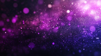 Obraz premium Abstract purple and blue bokeh background with glittering lights and particles.