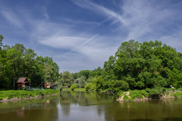 Obraz premium Confluence of Morava and Dyje rivers, Zahorie (CHKO Zahorie), triple border of Austria, Slovakia and Czech Republic