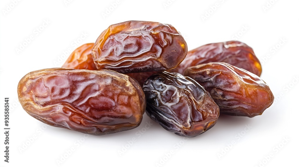 Poster Dried dates fruits isolated on white background Clipping path : Generative AI