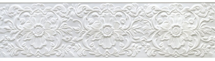 White Embossed Floral Design, Relief, Carving, Texture, Pattern