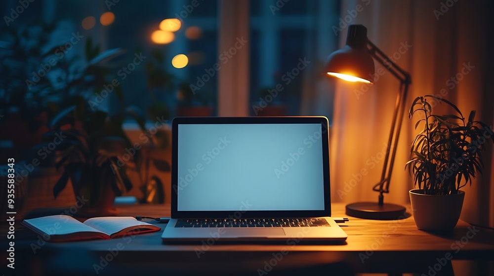 Poster remote work at home office online education study freelance internet connection wireless technology 
