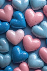 Fototapeta premium Blue and pink heart shapes 