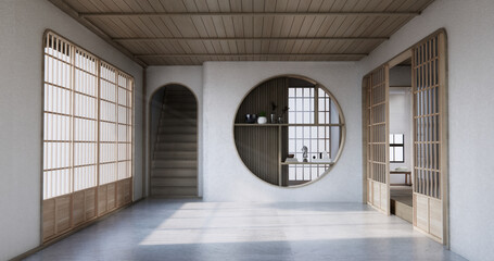 Modern japan room wooden floor on wall design.