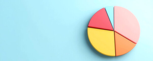 Fototapeta premium Financial portfolio, pie chart with assets and policy sections, 3D illustration