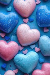 Obraz premium Blue and pink heart shapes 