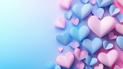 Blue and pink heart shapes 