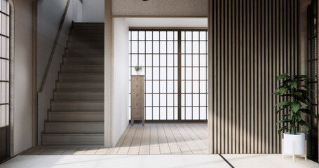 Modern japan room wooden floor on wall design.