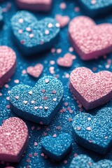Fototapeta premium Blue and pink heart shapes 