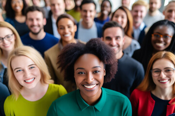 Fototapeta premium Diverse team smiling in a corporate group portrait. Generative AI image