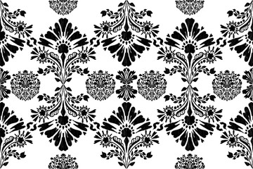 Motifs African boho paisley Floral embroidery Ikat pattern border. Ethnic ikat floral Ethnic Indian Pattern Ikat pattern Ethnic Pattern.Border indian floral Aztec embroidery border seamless patterns. © Suttiwat