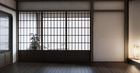 Modern japan room wooden floor on wall design.