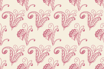 Ikat floral vintage design embroidary seamless pattern on background vector illustration.Ikat ethnic oriental embroidery traditional.Indian Ikat pattern Aztec style retro. design for texture,fabric.