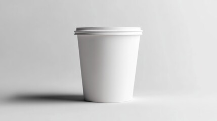 Close up of a paper coffee cup. White paper cup without inscription. Mockup for brand template. Realistic white disposable paper cup for various drinks, fresh juice, coffee, tea. copy space.