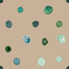 Seamless pattern with Easter motif assembled from watercolor components.