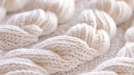 Close-up of White Knitted Fabric