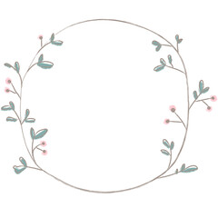 Leafy doodle frame design element