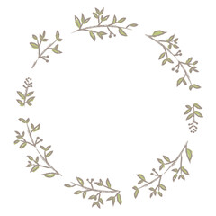 Leafy doodle frame design element