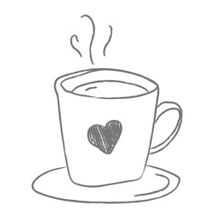 Heart symbol on a cup doodle style illustration