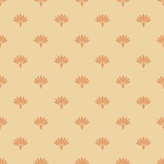 Retro geometric calm orange flowers on the light orange background. Small scale.