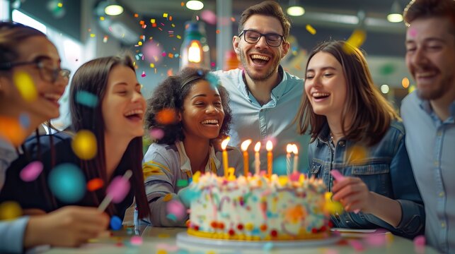 Celebrating a coworker's birthday in the office