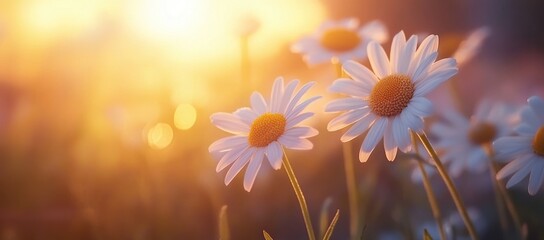 Sunlit Daisies in a Meadow