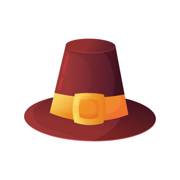 red pilgrim hat with gold buckle clip art preview