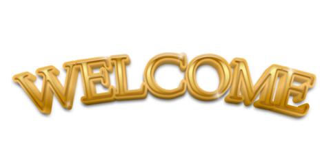Welcome PNG sticker, in 3D fancy gold font