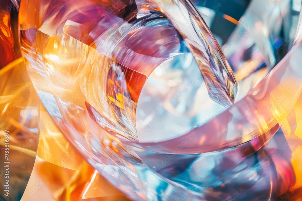 Leinwandbilder a composition of abstract glass reflections with intense colors and light, creating a mesmerizing an