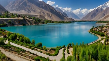 "Explore the breathtaking beauty of Hunza Valley in Pakistan, with its snow-capped mountains, crystal clear lakes, and vibrant green valleys. Let your imagination run wild as you envision the perfect 